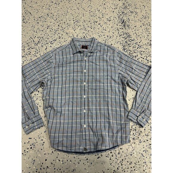 UNTUCKit Shirt Men Large Blue Plaid Cotton Casual Long Sleeve Button Up - Picture 1 of 3